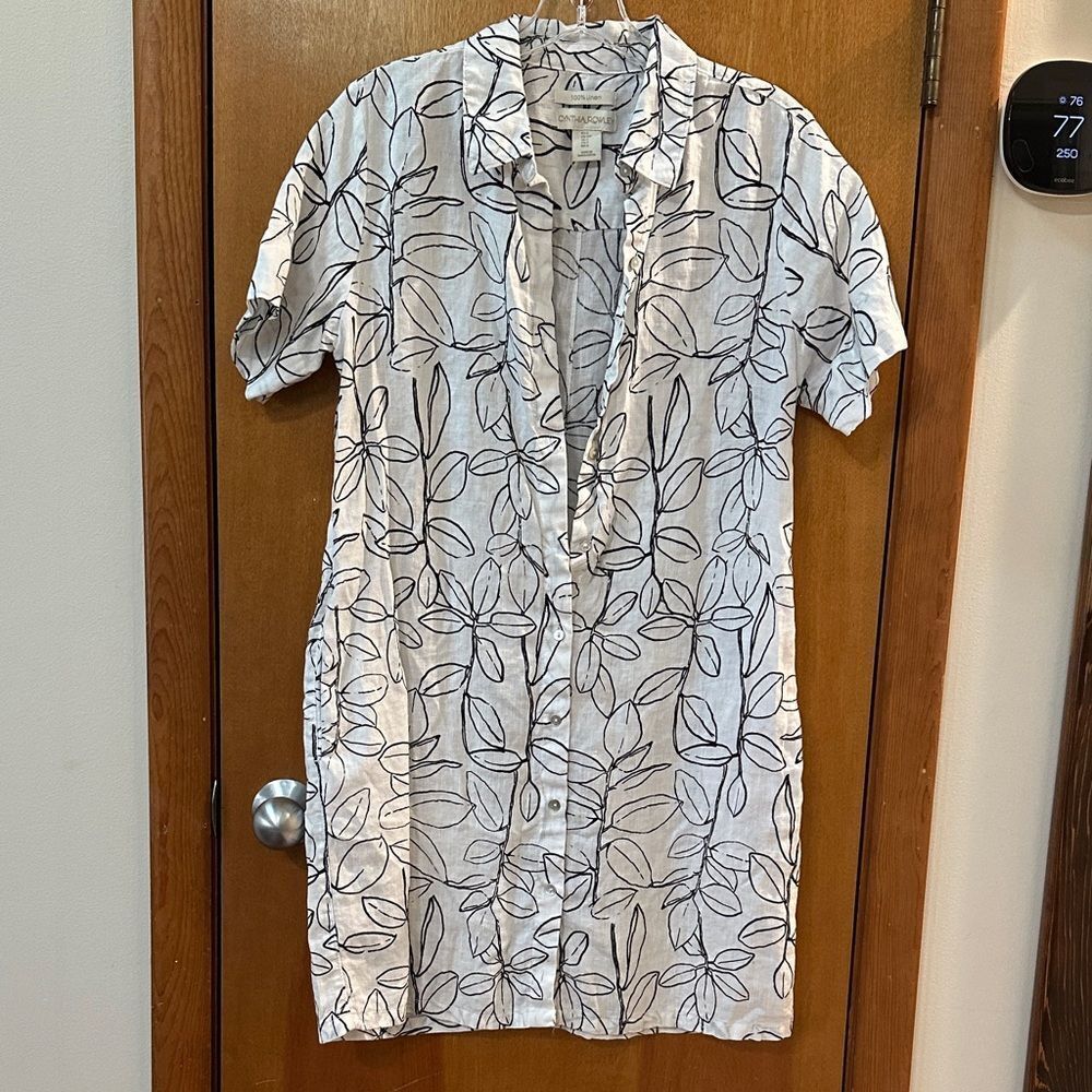 Cynthia Rowley Men's Black and White Leaf Print Shirt